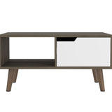 English Elm Coffee Table 2.0 Bull, One Drawer, Four Legs, Dark Brown / White Finish