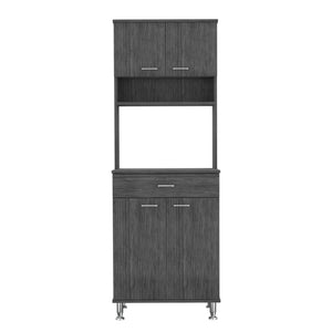 English Elm Pantry Piacenza multifunctional kitchen cabinet with microwave space, drawer, shelves for organized storage Gray B092123092