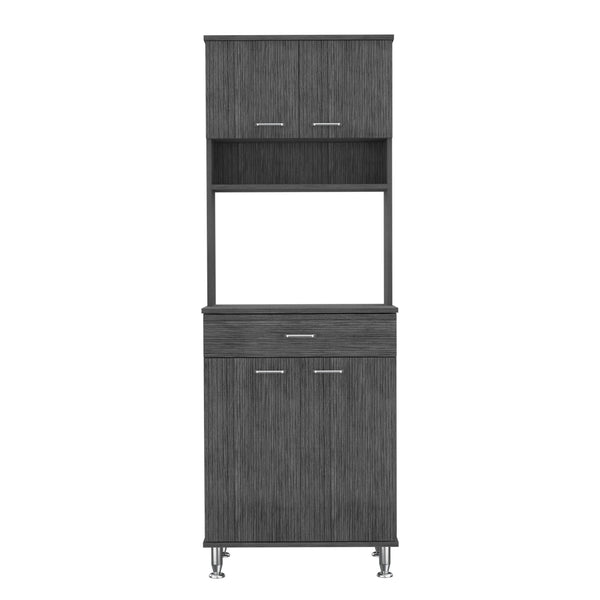 English Elm Pantry Piacenza multifunctional kitchen cabinet with microwave space, drawer, shelves for organized storage Gray B092123092