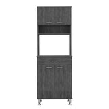 Double Door Pantry Cabinet, Smokey Oak Finish, Extra Storage & Spice Shelf