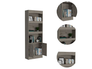 English Elm Bookcase Denver 70.8" Tall Light Gray Particle Board with Metal Hardware, Framed Elegant Shelves B092122900