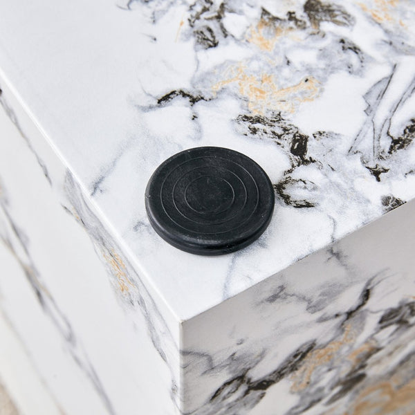 English Elm Elevate Any Corner with a Marble Patterned Mdf Pedestal Side Table for Modern Homes W1151P389856