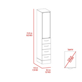 English Elm Linen Cabinet Artic, Three Shelves, Single Door, White Finish