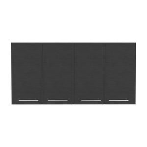 English Elm Kitchen Cabinet Durham Wall Mounted Four-Door in Black Wengue Finish, 47.2x23.6x13.1 cm, Durable Particleboard Storage B092123064
