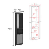 English Elm Corner Bar Cabinet Rialto, Three Shelves, Black Wengue Finish