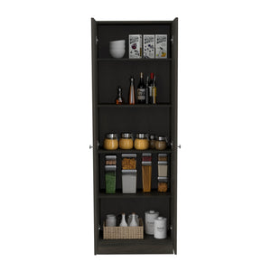 English Elm Storage Cabinet Pipestone Tall 5-Shelf Manufactured Wood Organizer with Two Doors and Durable Finish Black B092122866