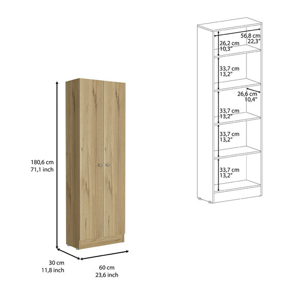 English Elm Storage Cabinet Pipestone Tall 5-Shelf Manufactured Wood Organizer with Two Doors and Durable Finish Light Oak B092122867
