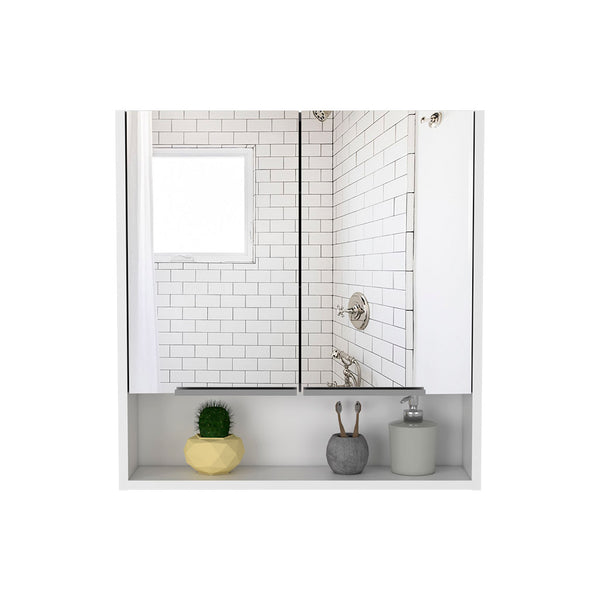 English Elm Medicine Cabinet With Mirror - Stylish White Finish, 3 Shelves & Open Storage For Modern Bathrooms B092122969