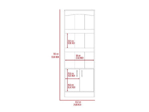 English Elm Bookcase Denver 70.8" Tall Light Gray Particle Board with Metal Hardware, Framed Elegant Shelves B092122900
