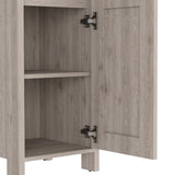 English Elm Linen Cabinet Jannes, Two Open Shelves, Single Door, Light Gray Finish