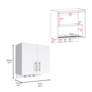 English Elm Wall Wall Storage Cabinet Alikuri Four-Compartment White Particle Board Versatile 29.13x24x4" B092123122