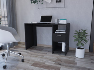 English Elm Computer Desk Odessa – Sleek Black Wengue Finish With Drawer & Open Storage For Small Spaces B092123157