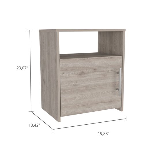 English Elm Nightstand Cuarzz: Modern Light Gray Compact Storage Solution For Minimalist Bedroom Elegance B092122897