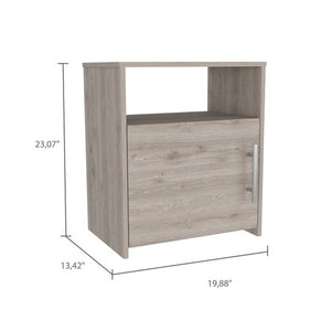 English Elm Nightstand Cuarzz: Modern Light Gray Compact Storage Solution For Minimalist Bedroom Elegance B092122897