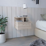 English Elm Floating Nightstand Flopini, One Drawer, Light Gray Finish