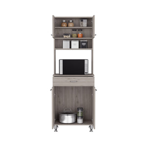 English Elm Pantry Piacenza Two Double Door Cabinet Light Gray – Multi-Shelf Storage, Microwave Space & Drawer B092123112