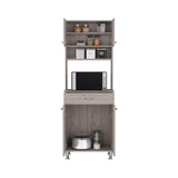 English Elm Pantry Piacenza,Two Double Door Cabinet, Light Gray Finish