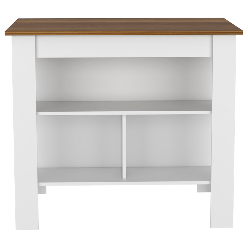 English Elm Kitchen Island Dozza - Stylish Two-Tone Design With Three Storage Shelves For Modern Functionality B092122904