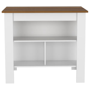 English Elm Kitchen Island Dozza - Stylish Two-Tone Design With Three Storage Shelves For Modern Functionality B092122904