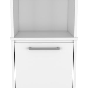 English Elm Kitchen Pantry Cabinet - Stylish Single Door With Open Shelves, Soft-Close Hinges, White Finish B092122927