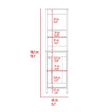 English Elm Linen Cabinet Jannes, Two Open Shelves, Single Door, Light Oak / White Finish