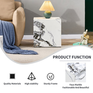 English Elm Modern Cube Coffee Table - Stylish White Mdf With Textured Design For Small Spaces & Living Rooms W1151P194276