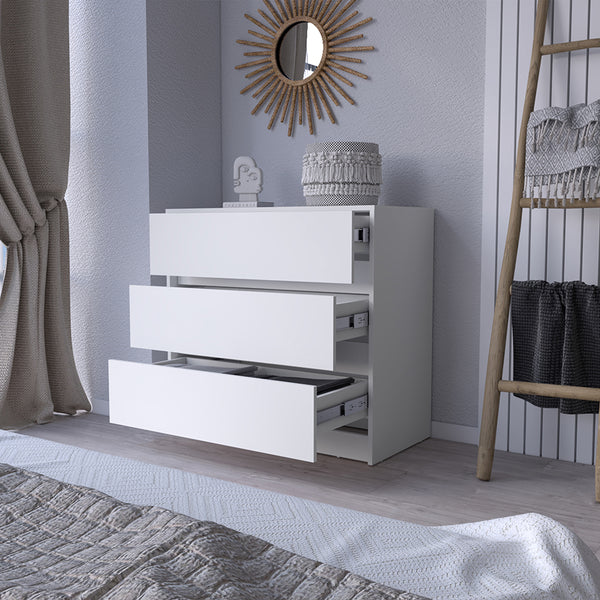 English Elm Dresser Maldus: Stylish Three-Drawer Storage Solution In Modern White Finish For Any Space B092122831