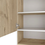 English Elm Medicine Cabinet Porto, Two Internal Shelves, Light Oak / White Finish