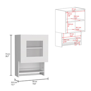 English Elm Kitchen Wall Cabinet Papua White Finish - 3 Adjustable Shelves, Easy Assembly, Durable Particle Board Storage (23.6"x17.3") B092123309