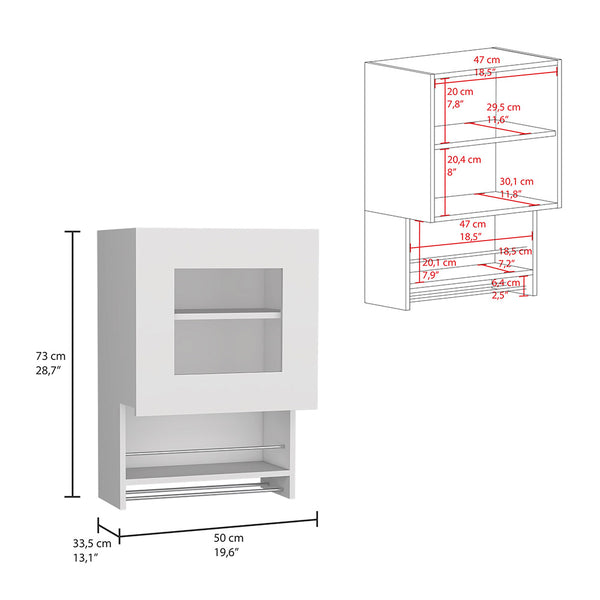 English Elm Kitchen Wall Cabinet Papua White Finish - 3 Adjustable Shelves, Easy Assembly, Durable Particle Board Storage (23.6"x17.3") B092123309