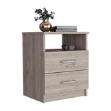 Olienza Nightstand: 2 Drawers, 1 Shelf, Light Gray Finish, 19.9