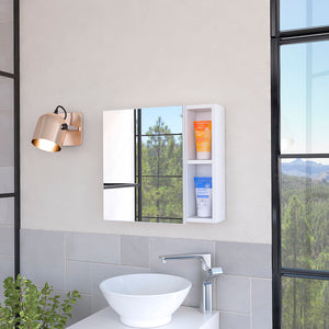 English Elm Medicine Cabinet Viking - Stylish White Finish, 3 Internal Shelves, Mirror Door & 2 External Storage Spaces B092123098