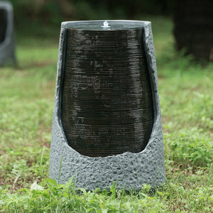 English Elm 17x17x26" Polyresin Broken Urn Garden Fountain with Integrated Light for Patio or Porch W2078124789