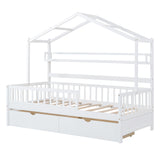 Hearth and Haven Wooden Twin Size House Bed with 2 Drawers, Kids Bed with Storage Shelf WF308872AAK WF308872AAK