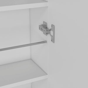 English Elm Wall Mounted Shoe Rack With Mirror Door, Single-Door White Particle Board Organizer, 10-Pair Capacity, Slim Space-Saving 54.3" H x 18.5" W x 8.1" D B092122936