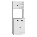 English Elm Microwave Storage Stand With 3-Doors and Drawer Arlington, White Finish