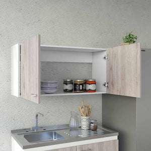 English Elm Wall Cabinet Toran - Sleek Two-Shelf Design In White & Light Gray For Modern Storage Solutions B092123088-GIGA