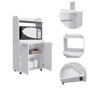 English Elm Kitchen Cart Totti with Microwave Shelf, Rolling Double-Door Storage Cabinet and Spacious Countertop White B092122827