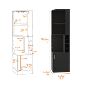 English Elm Bar Cabinet Papprika - Stylish Black Wengue Finish With 8 Wine Cubbies & Double Door Storage Solution B092122822