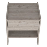 English Elm Nightstand Ferku, Open Shelf, One Drawer, Light Gray Finish