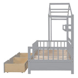 Hearth and Haven Wooden Twin Size House Bed with 2 Drawers, Kids Bed with Storage Shelf WF308872AAE WF308872AAE