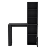 English Elm Office Desk Aragon With Four-Tier Bookcase and Lower Cabinet, Black Wengue Finish