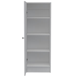 English Elm Pantry Miami single-door cabinet with four adjustable shelves, space-saving design, durable build White B092123007