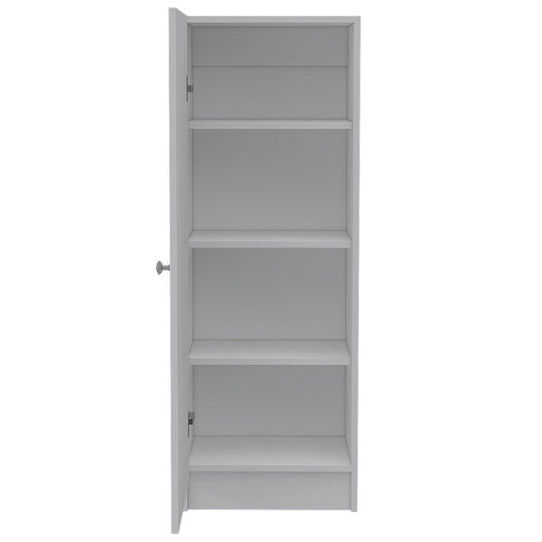 English Elm Pantry Miami single-door cabinet with four adjustable shelves, space-saving design, durable build White B092123007