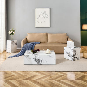 English Elm 39.3*23.6*12 Walnut Grain Mdf Low Profile Coffee Table for Modern Living Rooms White W1151P433599