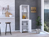 English Elm Kitchen Pantry Feery, Single Door Cabinet, Interior and External Shelves, White Finish