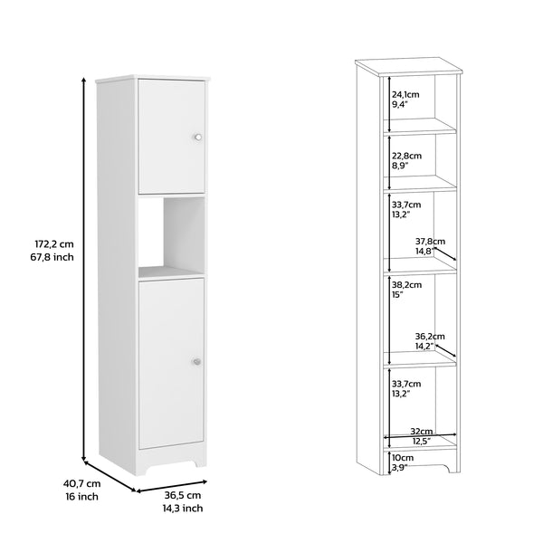 English Elm Linen Cabinet Albany - Elegant White Storage With 4 Shelves For Organized Bathroom & Hallway Use B092122840