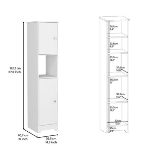 English Elm Linen Cabinet Albany, Four Interior Shelves, White Finish