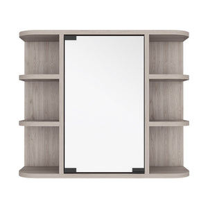 English Elm Medicine Cabinet Milano, Six External Shelves Mirror, Light Gray Finish