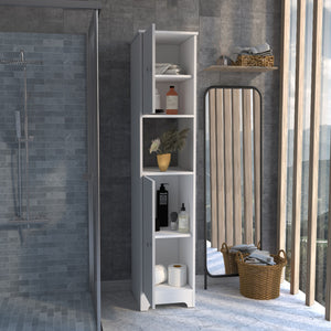 English Elm Linen Cabinet Albany - Elegant White Storage With 4 Shelves For Organized Bathroom & Hallway Use B092122840